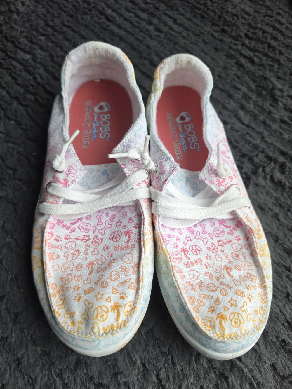 Skechers BOBS Pink and White Memory Foam Slip-On Sneakers